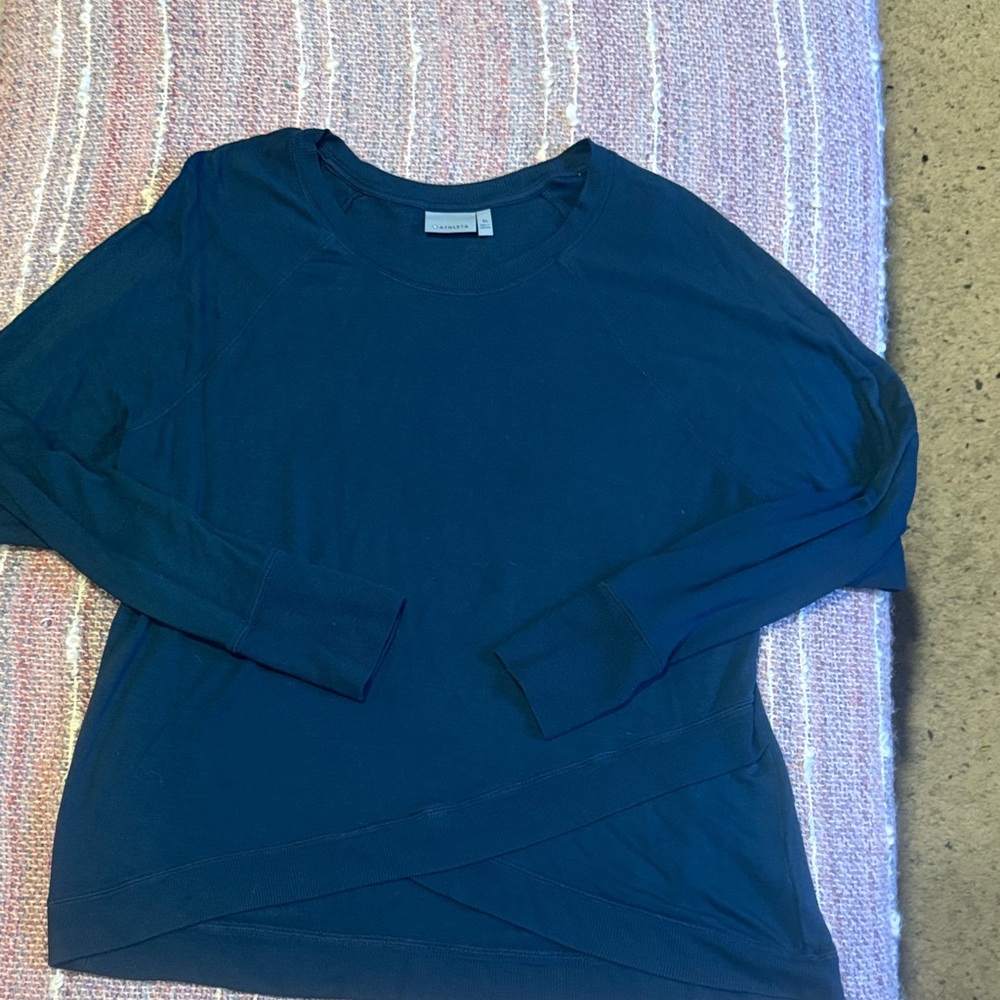 Blue green Athleta cross front Long Sleeve Top